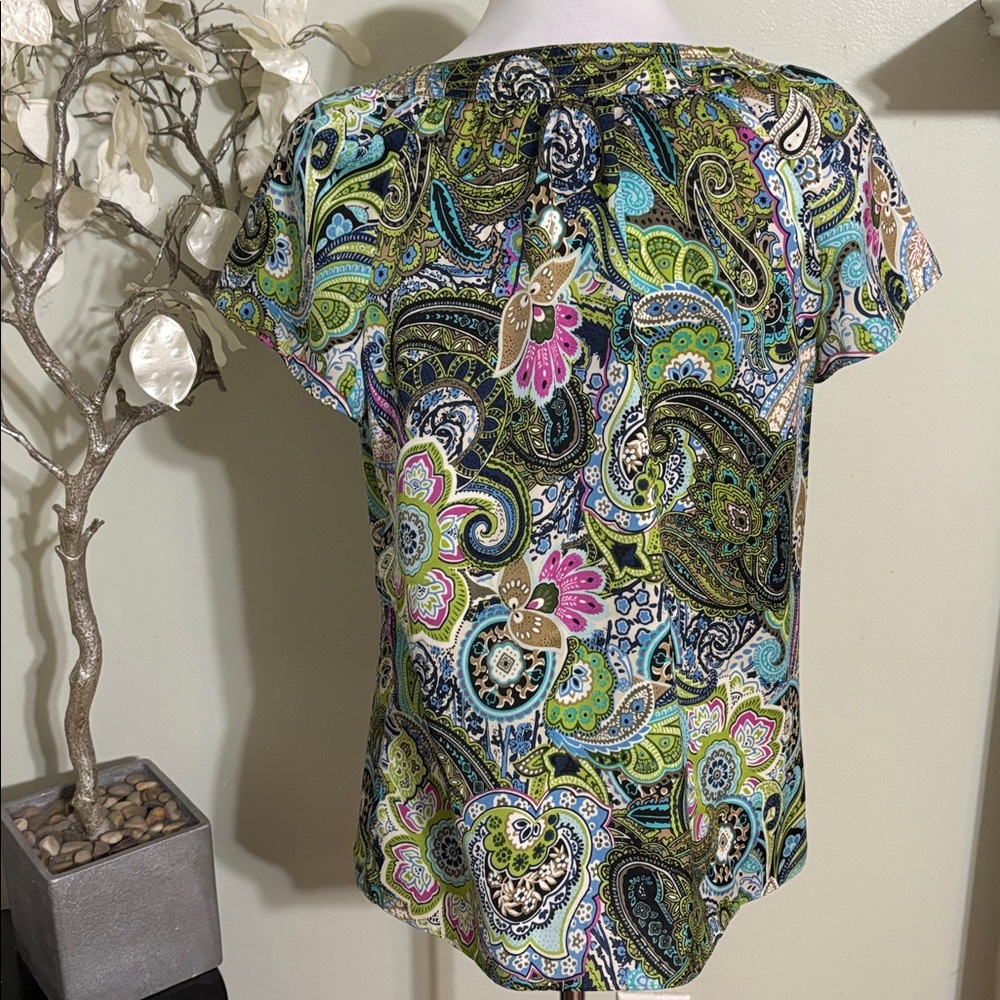 Talbots Multicolor Paisley Print Blouse - Picture 3 of 3
